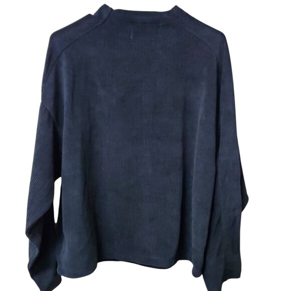 Madewell Black Striped Jacquard Funnelneck Pullover Top Size Large - Picture 5 of 8